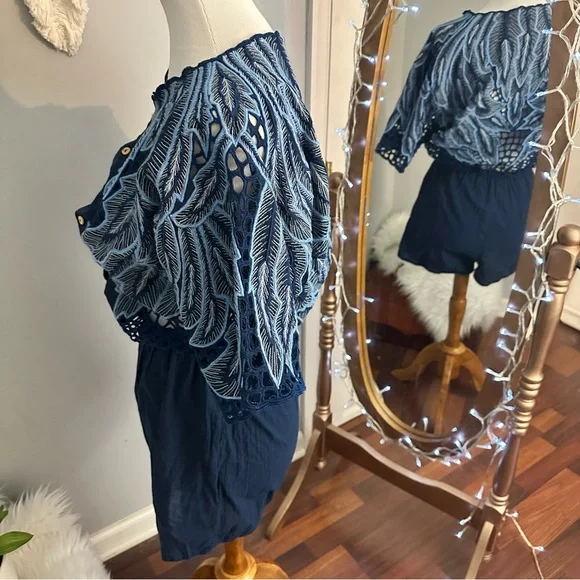 •nwt• ✨rare✨ Chasing Unicorns Lace Embroidered Romper - Picture 9 of 10